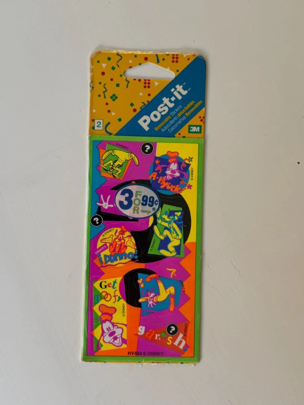 SEALED Vintage 1993 Disney Goofy 3M Post-it Removable Stickers